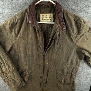 Barbour Prestbury Wax Jacket Men Full Zip XL Green Quilted Lining Winter Warm
